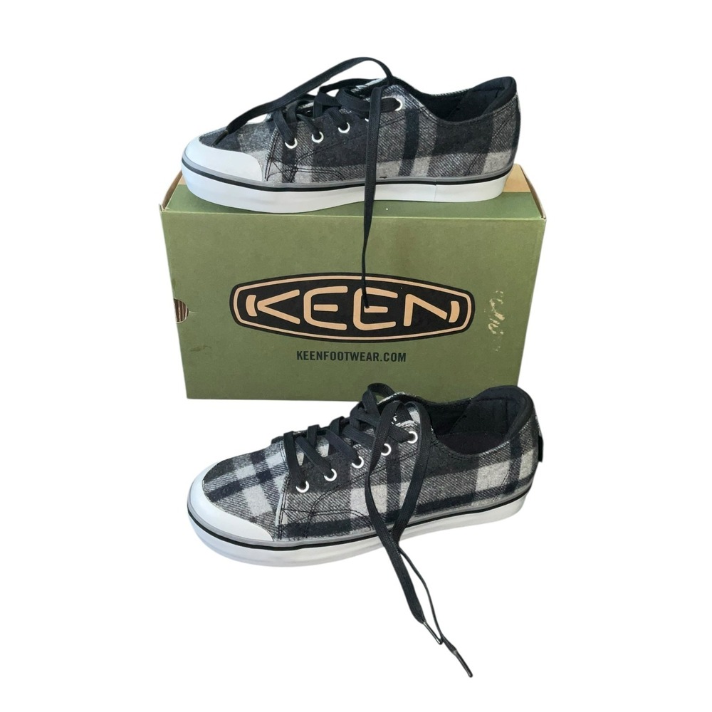 KEEN Elsa III Sneaker 1021926 Women's Black Plaid Wool Blend Low Top Shoes US 10